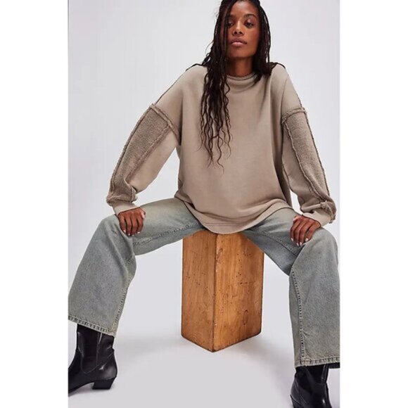 Free People French Oak Romy Rollneck Sweatshirt Size Large 41338 - Picture 5 of 12